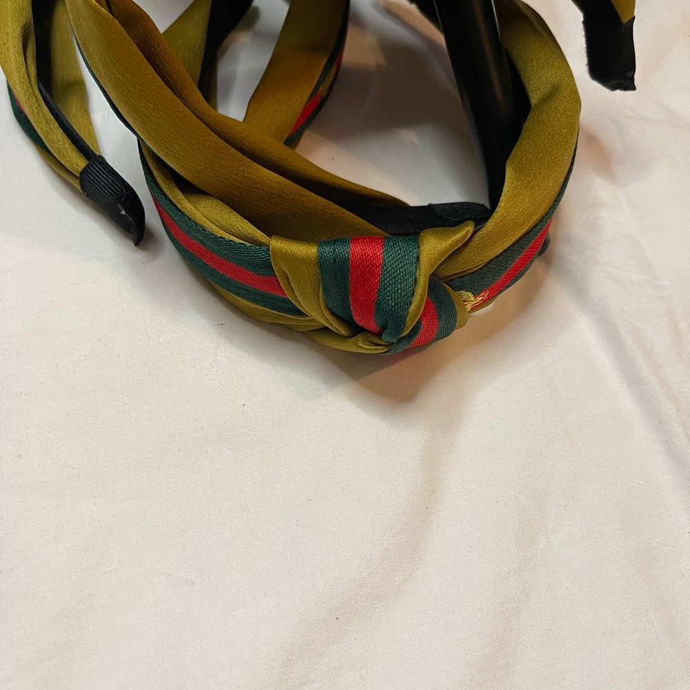 ❌Sold Out❌Gold Bee Headband- Red/Green Stripes - Picture 4 of 4